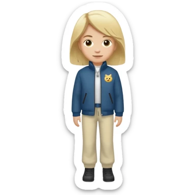 bitte mach mir ein typen der blond ist mit in einer 6pm jacke und eine weißen hose sticker