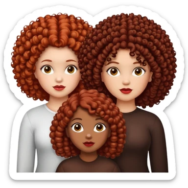 3 chicas.Una gordita rizada de color tigreñit claro oscuro, una coloradita faquita con el pelo pintado de color chocolate, una negrita de pelo afro, que todas sean bonitas plis. sticker