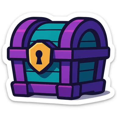 purple and teal rewards chest vibrant toon style sticker