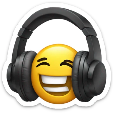 headphones with winking face emoji sticker