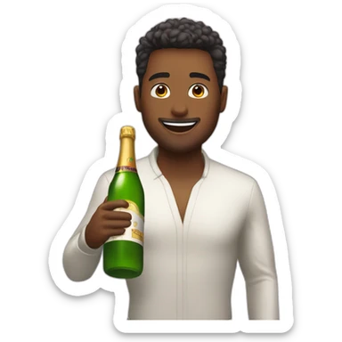 Persona celebrando fiesta con botella de champán  sticker