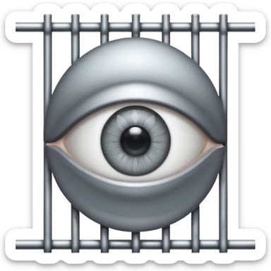 Large eye behind metal bars. sticker