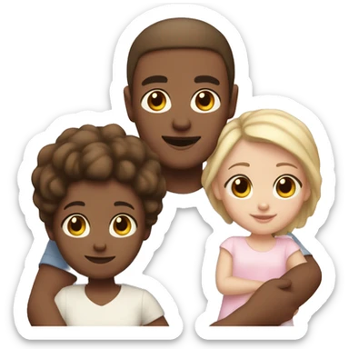 family of 3 with mom white skin dad light brown skin and white skin baby girl sticker