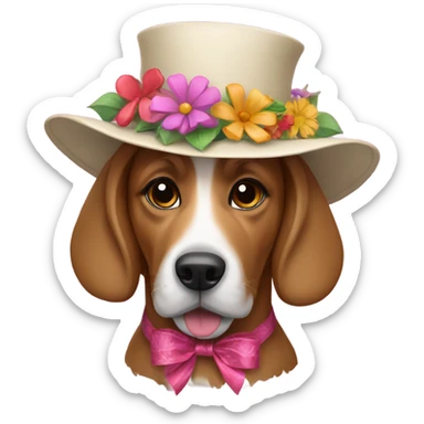 Dog in Kentucky derby hat sticker