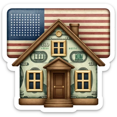 usa flag money house sticker