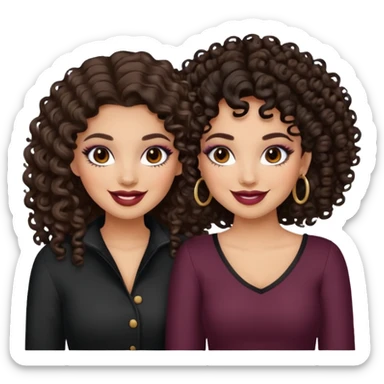 Boujy baddie best friends, trendy heavy makeup both dark hair one light skinned and one light brown with curls  sticker
