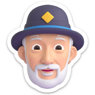 elderly man, 60 years old, wearing a hat sticker