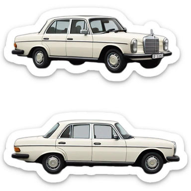trip around galicia in a old white mercedes benz 1975 240d seafood sticker