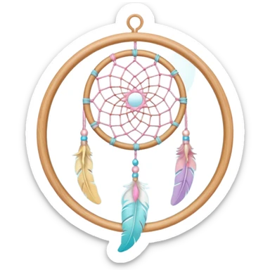 Mini pastel dreamcatcher with white light pastel wooden frame  sticker