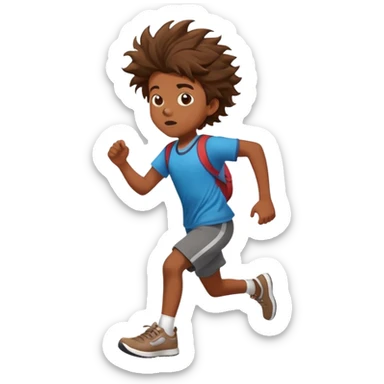 Kid running super fast in a school hallway then running into a locker sticker