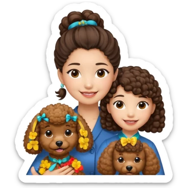Brown poodle with Asia girl tie up hair say thank you sticker