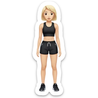 front view of full legs female with black gym shorts sticker