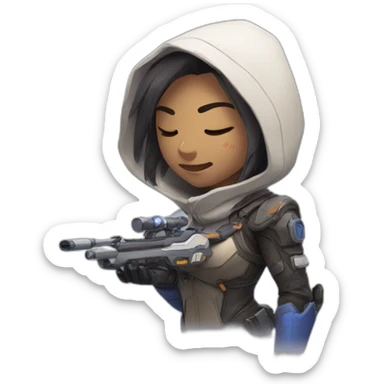 ana from overwatch, sushing the audience with her sleep dart sticker
