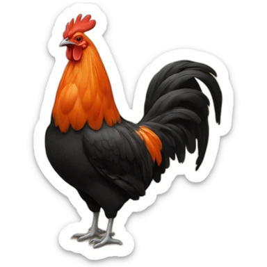 Gallo color negro y naranja sticker