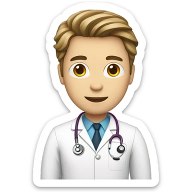 white male doctor with clipboard sticker