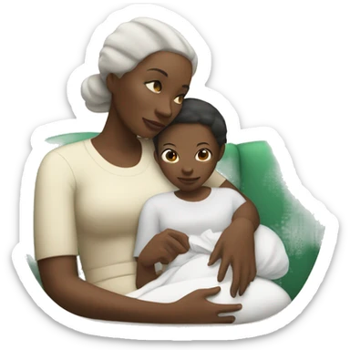 black mother with white-skinned child on her lap sticker