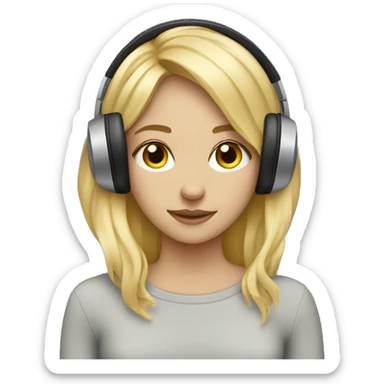 Blonde girl listening to music  sticker