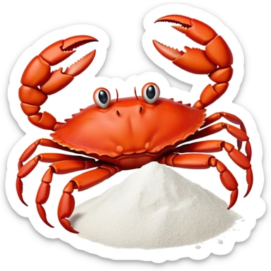 Make a crab snorting a pile of powdered sugar  sticker