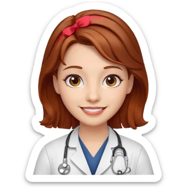 doctor with brown hair and red hairclips  sticker