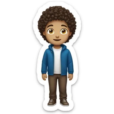 white skin boy with chocolate brown curly hair sticker