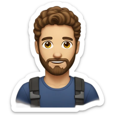 Man beard girl with brown hair sticker