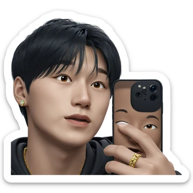 selfie of a boy with jewelry sticker