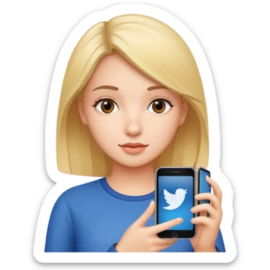 girl with phone and social media sticker