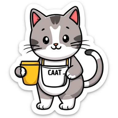 cat barista serving coffee sticker