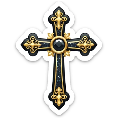 Glitter black cross sticker