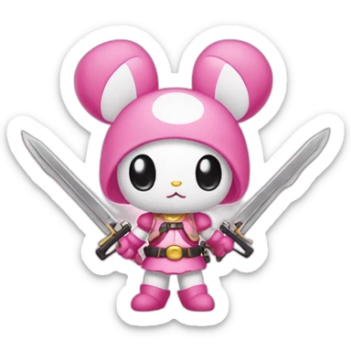 My Melody with weapons sticker