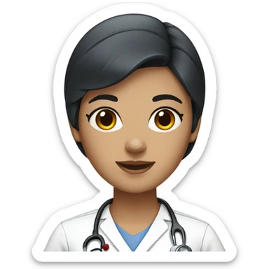 black short hair female nurse （no stethoscope） sticker