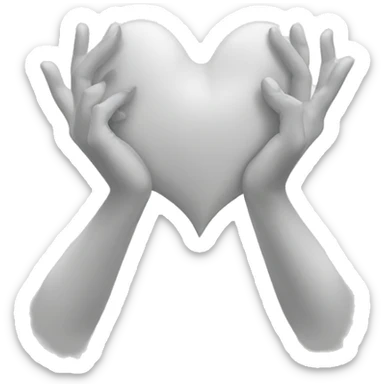 White heart hands  sticker