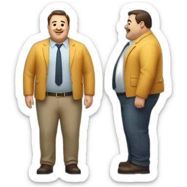 a fat man and a thin man in full growth sticker