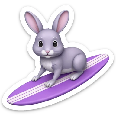 Gray Rabbit riding a purple surfboard sticker
