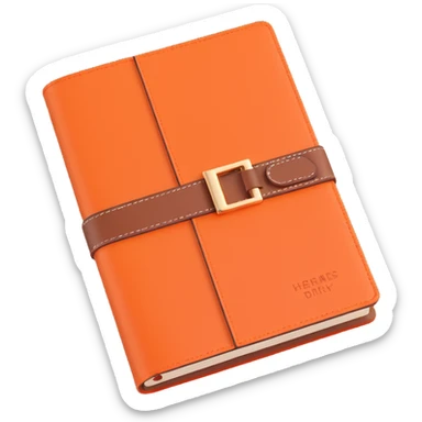 luxury orange diary, 3D, Hermès look, textured leather, no text sticker