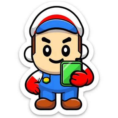 Mario character with a smartphone sticker