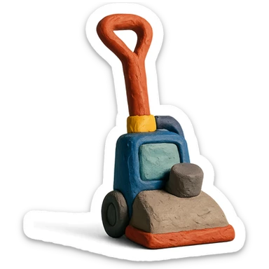 claymation style carpet shampooer, detailed sticker