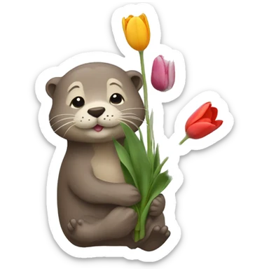 can you make an otter holding a tulip sticker