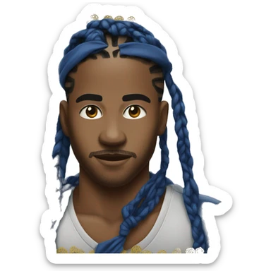 Dark blue bandana on man with cornrow hairstyle sticker
