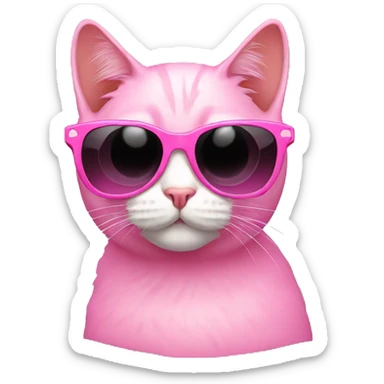Cat with sunglasses pink sticker