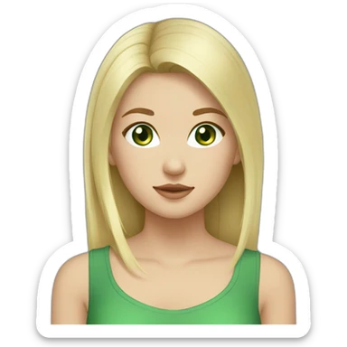 Girl blonde hair green eyes Mongolian face sticker