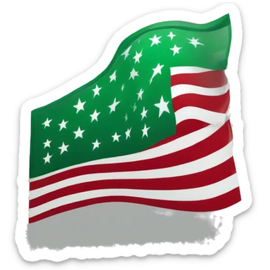 United states flag with a green square, black stars, red and black stripes sticker