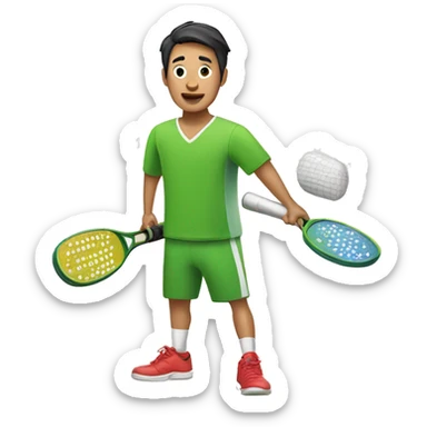asian man playing pickleball sticker