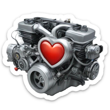 Heart with car engine sticker