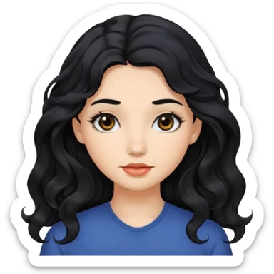 Beautiful girl,Black hair,wavy hair，long hair,Black eyes  sticker