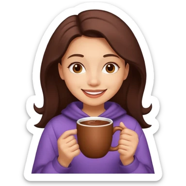 Home vibes, and girl with cacao in hands happy new year sticker