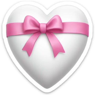 White heart with pink bow sticker