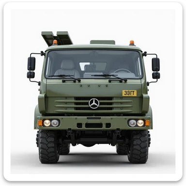 Iskander-M missile system, rocket carrier truck, realistic style, detailed, front view sticker