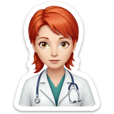 female doctor with red hair sticker