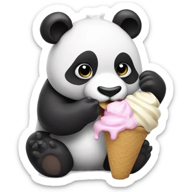 Panda eating ice cream sticker